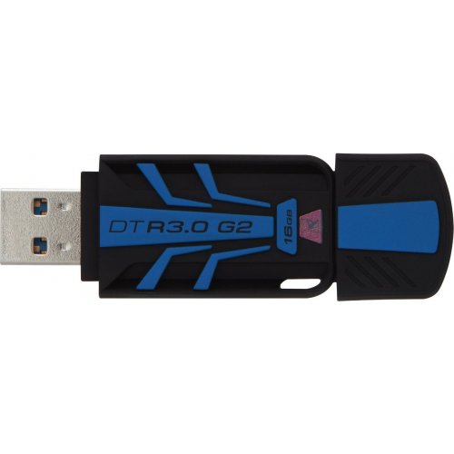 Купить Накопитель Kingston DataTraveler R3.0 G2 USB 3.0 16GB Black-Blue (DTR30G2/16GB) - цена в Харькове, Киеве, Днепре, Одессе
в интернет-магазине Telemart фото