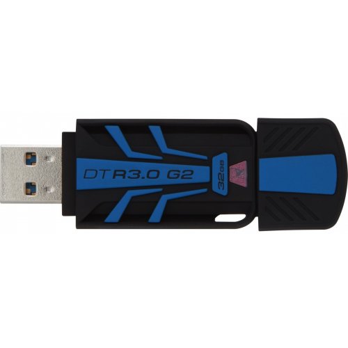 Купить Накопитель Kingston DataTraveler R3.0 G2 USB 3.0 32GB Black-Blue (DTR30G2/32GB) - цена в Харькове, Киеве, Днепре, Одессе
в интернет-магазине Telemart фото