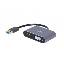 Адаптер Cablexpert USB 3.0 - HDMI/VGA 0.15m (A-USB3-HDMIVGA-01) Black