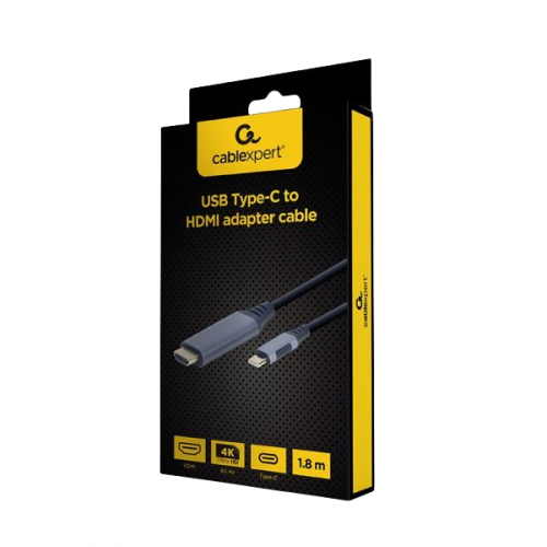 Купити Кабель Cablexpert USB Type-C - HDMI 1.8m 4K (CC-USB3C-HDMI-01-6) Black - ціна в Києві, Львові, Вінниці, Хмельницькому, Франківську, Україні | інтернет-магазин TELEMART.UA фото