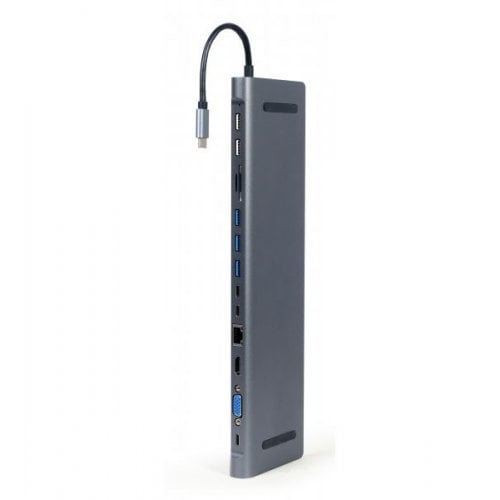 Купити USB-хаб Cablexpert USB Type-C 9 in 1 (A-CM-COMBO9-01) Grey - ціна в Києві, Львові, Вінниці, Хмельницькому, Франківську, Україні | інтернет-магазин TELEMART.UA фото