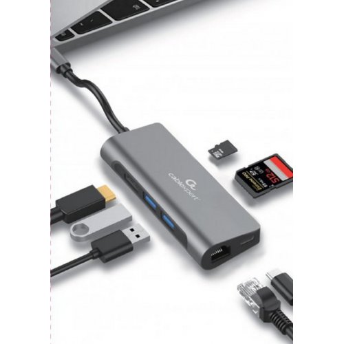 Купити USB-хаб Cablexpert USB Type-C 5 in1 (A-CM-COMBO5-01) Grey - ціна в Києві, Львові, Вінниці, Хмельницькому, Франківську, Україні | інтернет-магазин TELEMART.UA фото
