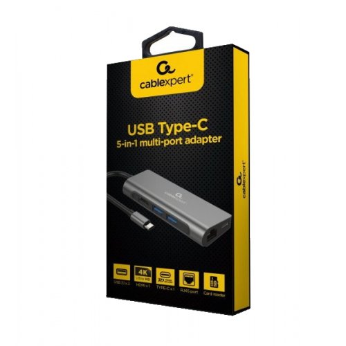Купити USB-хаб Cablexpert USB Type-C 5 in1 (A-CM-COMBO5-01) Grey - ціна в Києві, Львові, Вінниці, Хмельницькому, Франківську, Україні | інтернет-магазин TELEMART.UA фото