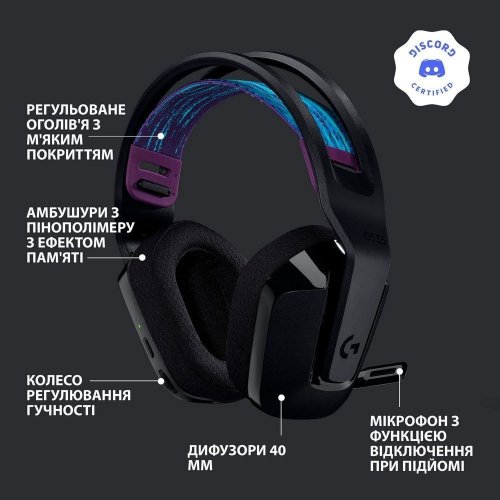 Купить Наушники Logitech G535 Lightspeed (981-000972) Black - цена в Харькове, Киеве, Днепре, Одессе
в интернет-магазине Telemart фото
