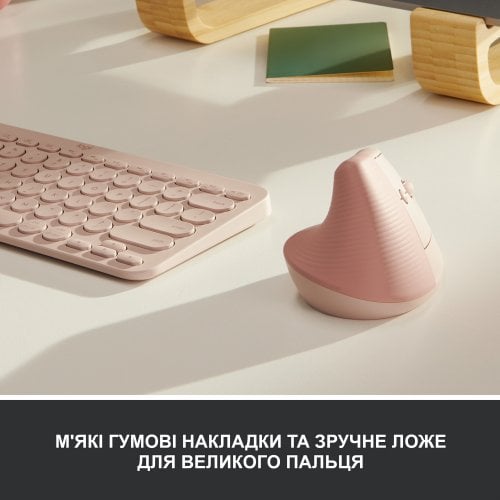 Купити Миша Logitech Lift Vertical Ergonomic (910-006478) Rose - ціна в Києві, Львові, Вінниці, Хмельницькому, Франківську, Україні | інтернет-магазин TELEMART.UA фото