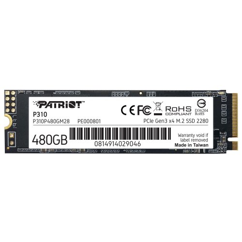 Фото SSD-диск Patriot P310 480GB M.2 (2280 PCI-E) NVMe x4 (P310P480GM28)