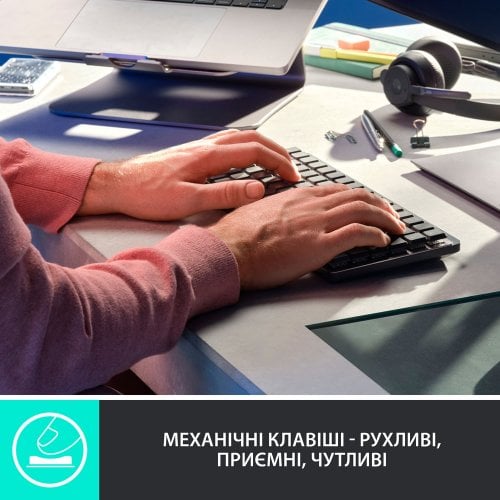 Купити Клавіатура Logitech MX Mechanical Mini Minimalist Wireless Illuminated (920-010782) Graphite - ціна в Києві, Львові, Вінниці, Хмельницькому, Франківську, Україні | інтернет-магазин TELEMART.UA фото