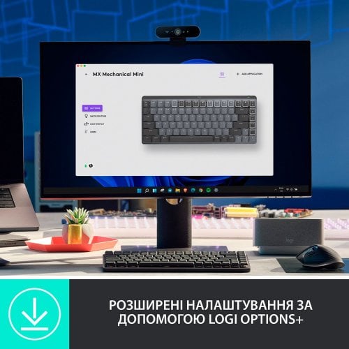 Купити Клавіатура Logitech MX Mechanical Mini Minimalist Wireless Illuminated (920-010782) Graphite - ціна в Києві, Львові, Вінниці, Хмельницькому, Франківську, Україні | інтернет-магазин TELEMART.UA фото