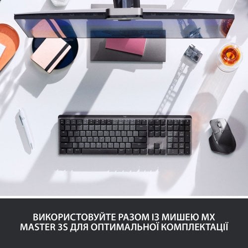 Купить Клавиатура Logitech MX Mechanical Wireless Illuminated Performance (920-010757) Graphite - цена в Харькове, Киеве, Днепре, Одессе
в интернет-магазине Telemart фото