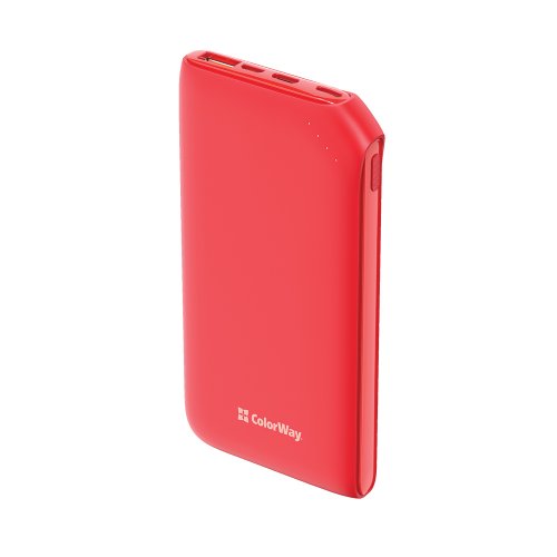 Powerbank ColorWay 10000mAh 18W (CW-PB100LPE3RD-PD) Red купити в Україні: Київ, Львів, Хмельницький, Тернопіль, Івано-Франківськ | Низька ціна, відгуки, характеристики від TELEMART фото