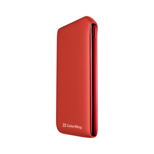 Powerbank ColorWay 10000mAh 18W (CW-PB100LPE3RD-PD) Red купити в Україні: Київ, Львів, Хмельницький, Тернопіль, Івано-Франківськ | Низька ціна, відгуки, характеристики від TELEMART фото