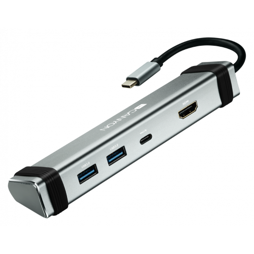 USB-хаб Canyon DS-3 USB Type-C 4 in 1 (CNS-TDS03DG) Grey купити в Україні: Київ, Львів, Хмельницький, Тернопіль, Івано-Франківськ | Низька ціна, відгуки, характеристики від TELEMART фото