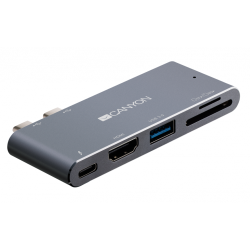 Купить USB-хаб Canyon DS-5 USB Type-C 5 in 1 (CNS-TDS05DG) Black/Grey - цена в Харькове, Киеве, Днепре, Одессе
в интернет-магазине Telemart фото