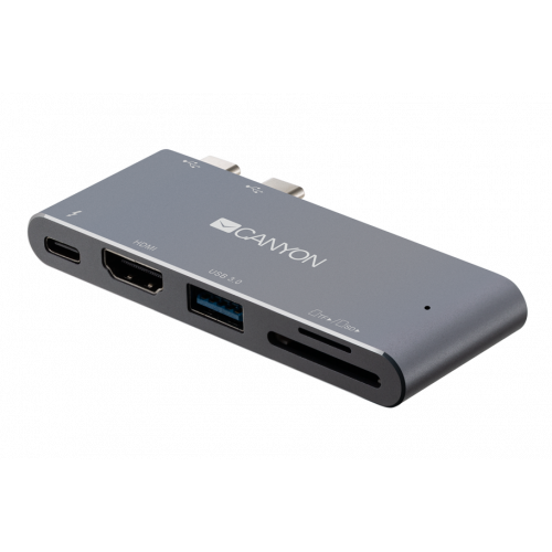 Купити USB-хаб Canyon DS-5 USB Type-C 5 in 1 (CNS-TDS05DG) Black/Grey - ціна в Києві, Львові, Вінниці, Хмельницькому, Франківську, Україні | інтернет-магазин TELEMART.UA фото