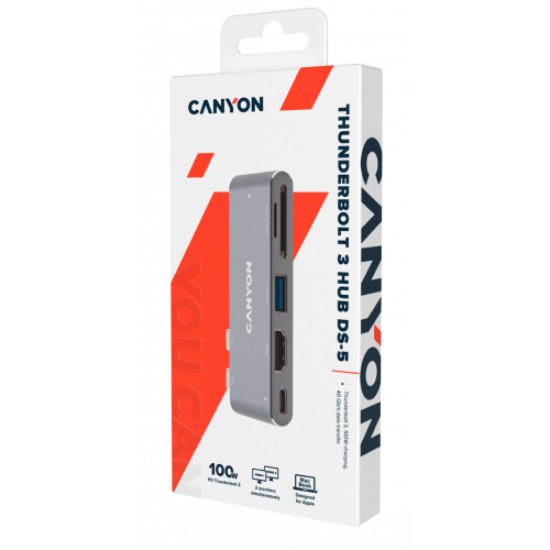 Купить USB-хаб Canyon DS-5 USB Type-C 5 in 1 (CNS-TDS05DG) Black/Grey - цена в Харькове, Киеве, Днепре, Одессе
в интернет-магазине Telemart фото