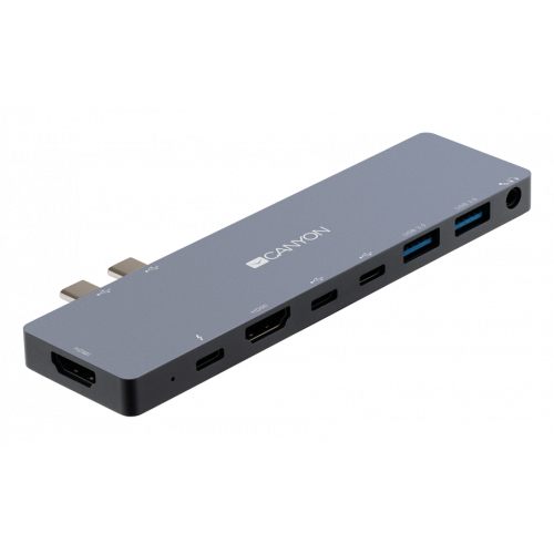 Купити USB-хаб Canyon DS-8 USB Type-C 8 in 1 (CNS-TDS08DG) Black/Grey - ціна в Києві, Львові, Вінниці, Хмельницькому, Франківську, Україні | інтернет-магазин TELEMART.UA фото