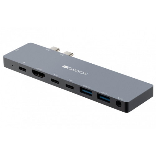 Купити USB-хаб Canyon DS-8 USB Type-C 8 in 1 (CNS-TDS08DG) Black/Grey - ціна в Києві, Львові, Вінниці, Хмельницькому, Франківську, Україні | інтернет-магазин TELEMART.UA фото