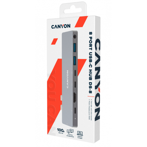 Купить USB-хаб Canyon DS-8 USB Type-C 8 in 1 (CNS-TDS08DG) Black/Grey - цена в Харькове, Киеве, Днепре, Одессе
в интернет-магазине Telemart фото