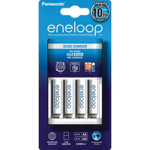 

Panasonic Basic Charger New + Eneloop 4AAA 750 mAh NI-MH (K-KJ51MCC04E)