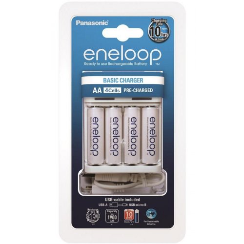 Зарядний пристрій Panasonic Basic USB Charger+eneloop 4AA 1900 mAh (K-KJ61MCC40USB) купити в Україні: Київ, Львів, Хмельницький, Тернопіль, Івано-Франківськ | Низька ціна, відгуки, характеристики від TELEMART фото