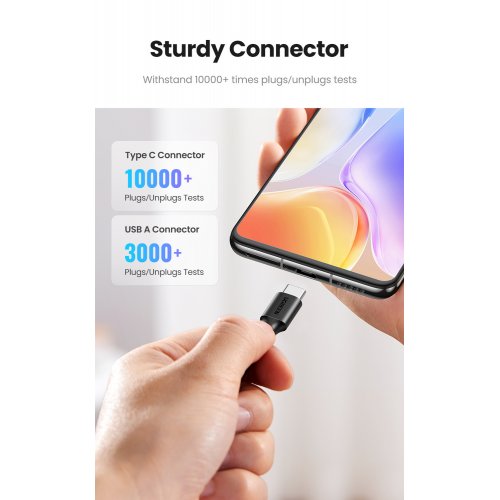 Кабель Ugreen US287 USB 2.0 to USB Type-C 3.0A (18W) 2m (60118) Black купити в Україні: Київ, Львів, Хмельницький, Тернопіль | Низька ціна, відгуки, характеристики від TELEMART фото