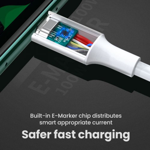 Кабель Ugreen US300 USB 2.0 Type-C to USB Type-C 5.0A (100W) 1.5m (80370) White купить в Украине | Telemart фото