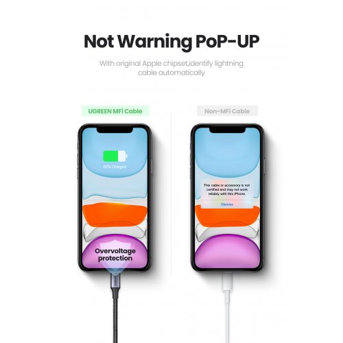 Кабель Ugreen US199 USB to Lightning 2.4A 1m (60156) Black купити в Україні: Київ, Львів, Хмельницький, Тернопіль, Івано-Франківськ | Низька ціна, відгуки, характеристики від TELEMART фото