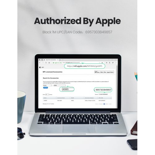 Кабель Ugreen US199 USB to Lightning 2.4A 1m (60156) Black купити в Україні: Київ, Львів, Хмельницький, Тернопіль, Івано-Франківськ | Низька ціна, відгуки, характеристики від TELEMART фото