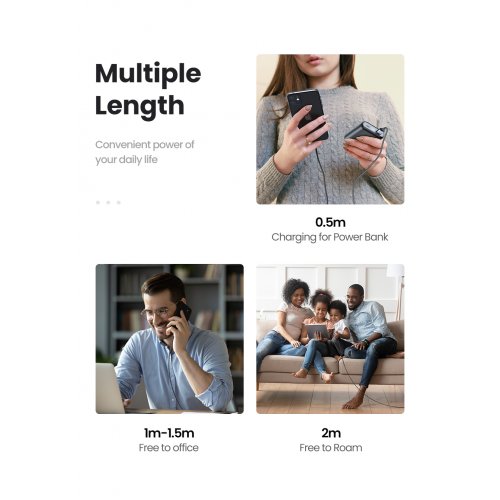 Кабель Ugreen US199 USB to Lightning 2.4A 1m (60156) Black купити в Україні: Київ, Львів, Хмельницький, Тернопіль, Івано-Франківськ | Низька ціна, відгуки, характеристики від TELEMART фото