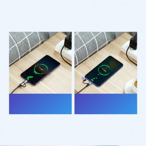 Кабель Ugreen US177 USB to microUSB + USB Type-C 3.0A 1m (30875) Black купити в Україні | Telemart фото