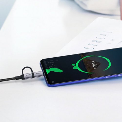 Кабель Ugreen US177 USB to microUSB + USB Type-C 3.0A 1m (30875) Black купити в Україні | Telemart фото