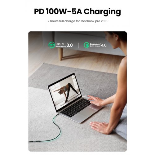 Подовжувач Ugreen US353 USB 3.1 Type-C M-M 5.0A (100W) 1m (10387) Black купити в Україні: Київ, Львів, Хмельницький, Тернопіль, Івано-Франківськ | Низька ціна, відгуки, характеристики від TELEMART фото