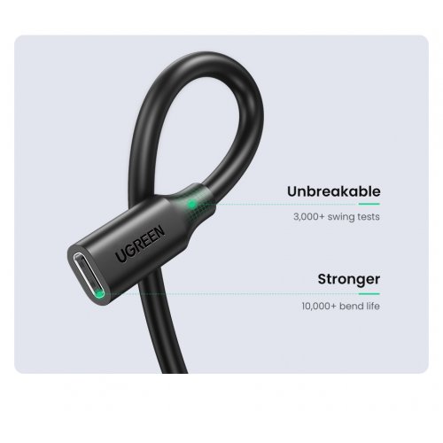 Подовжувач Ugreen US353 USB 3.1 Type-C M-M 5.0A (100W) 1m (10387) Black купити в Україні: Київ, Львів, Хмельницький, Тернопіль, Івано-Франківськ | Низька ціна, відгуки, характеристики від TELEMART фото