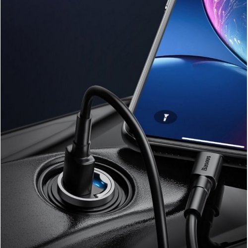 Автомобильное зарядное устройство Baseus Tiny Star Mini PPS 30W Type-C + USB Type-C to Lightning (TZVCHX-0G) Black купити в Україні: Київ, Львів, Хмельницький, Тернопіль, Івано-Франківськ | Низька ціна, відгуки, характеристики від TELEMART фото