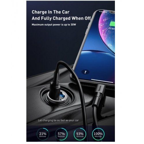 Автомобильное зарядное устройство Baseus Tiny Star Mini PPS 30W Type-C + USB Type-C to Lightning (TZVCHX-0G) Black купити в Україні: Київ, Львів, Хмельницький, Тернопіль, Івано-Франківськ | Низька ціна, відгуки, характеристики від TELEMART фото
