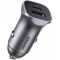 Фото Автомобильное зарядное устройство Ugreen CD130 USB Type-C PD + USB Type-A QC 20W Fast (30780) Gray