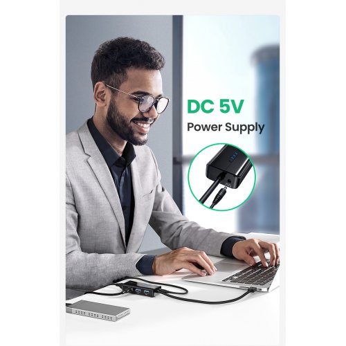 Купити USB-хаб UGreen USB 3.0 4 in 1 (20265) Black - ціна в Києві, Львові, Вінниці, Хмельницькому, Франківську, Україні | інтернет-магазин TELEMART.UA фото