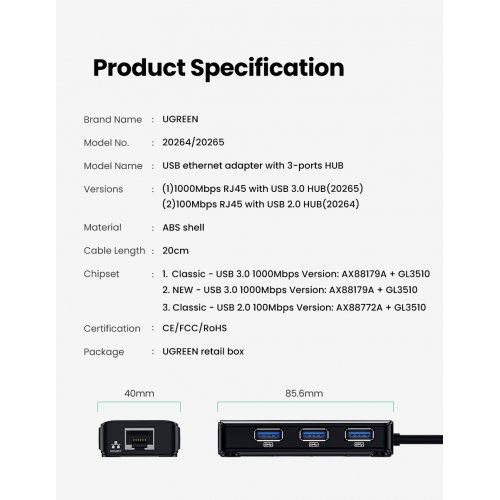 Купити USB-хаб UGreen USB 3.0 4 in 1 (20265) Black - ціна в Києві, Львові, Вінниці, Хмельницькому, Франківську, Україні | інтернет-магазин TELEMART.UA фото