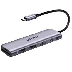 USB-хаб UGreen USB Type-C 6 in 1 (70411) Gray