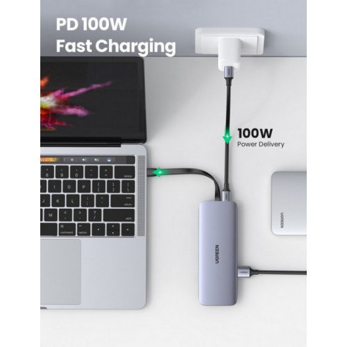 Купити USB-хаб UGreen USB Type-C 8 in 1 (70409) Gray - ціна в Києві, Львові, Вінниці, Хмельницькому, Франківську, Україні | інтернет-магазин TELEMART.UA фото