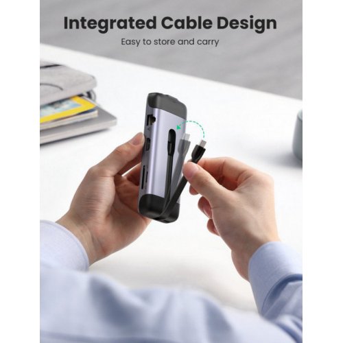 Купити USB-хаб UGreen USB Type-C 8 in 1 (70409) Gray - ціна в Києві, Львові, Вінниці, Хмельницькому, Франківську, Україні | інтернет-магазин TELEMART.UA фото