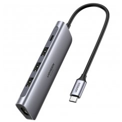 USB-хаб Ugreen CM136 USB Type-C 5 in 1 (50209) Grey