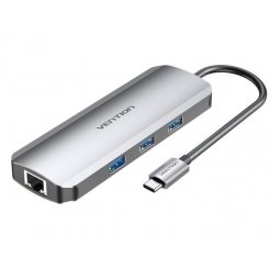 USB-хаб Vention USB Type-C 8 in 1 (TOKHB) Silver