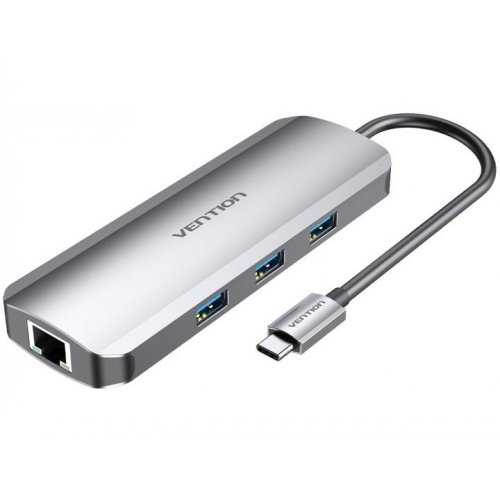 Купити USB-хаб Vention USB Type-C 9 in 1 (TOLHB) Silver - ціна в Києві, Львові, Вінниці, Хмельницькому, Франківську, Україні | інтернет-магазин TELEMART.UA фото