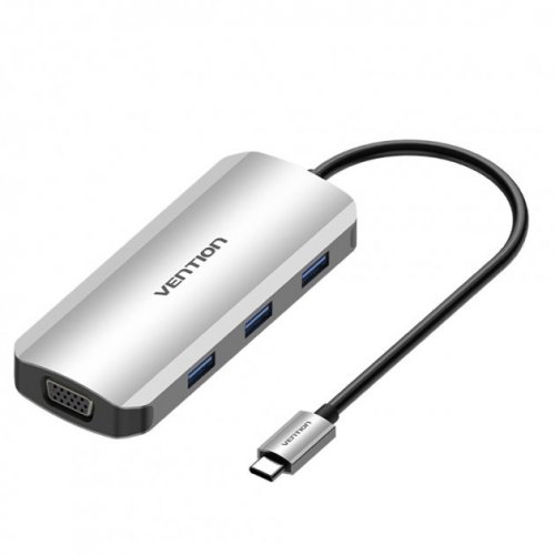 Купити USB-хаб Vention USB Type-C 6 in 1 (TOIHB) Silver - ціна в Києві, Львові, Вінниці, Хмельницькому, Франківську, Україні | інтернет-магазин TELEMART.UA фото
