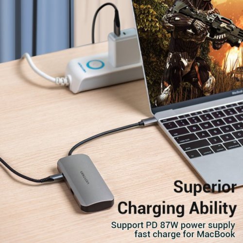 Купити USB-хаб Vention USB Type-C 6 in 1 (TOIHB) Silver - ціна в Києві, Львові, Вінниці, Хмельницькому, Франківську, Україні | інтернет-магазин TELEMART.UA фото