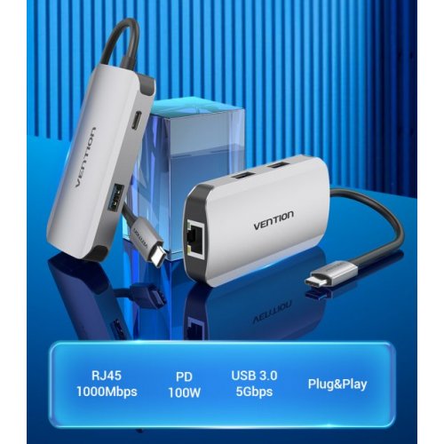 Купить USB-хаб Vention USB Type-C 5 in 1 (TNFHB) Silver - цена в Харькове, Киеве, Днепре, Одессе
в интернет-магазине Telemart фото