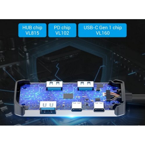 Купити USB-хаб Vention USB Type-C 5 in 1 (TNDHB) Silver - ціна в Києві, Львові, Вінниці, Хмельницькому, Франківську, Україні | інтернет-магазин TELEMART.UA фото