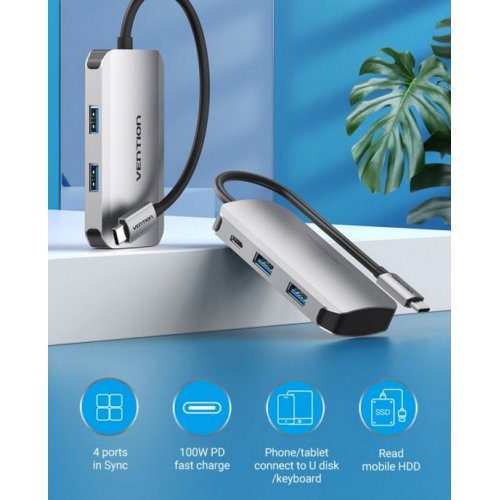 Купить USB-хаб Vention USB Type-C 5 in 1 (TNBHB) Silver - цена в Харькове, Киеве, Днепре, Одессе
в интернет-магазине Telemart фото