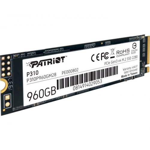 Фото SSD-диск Patriot P310 960GB M.2 (2280 PCI-E) NVMe x4 (P310P960GM28)